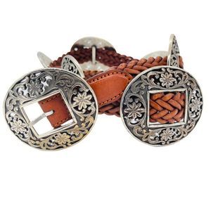 7 Stunning Removable Conchos / Medallions on a Braided Leather Belt